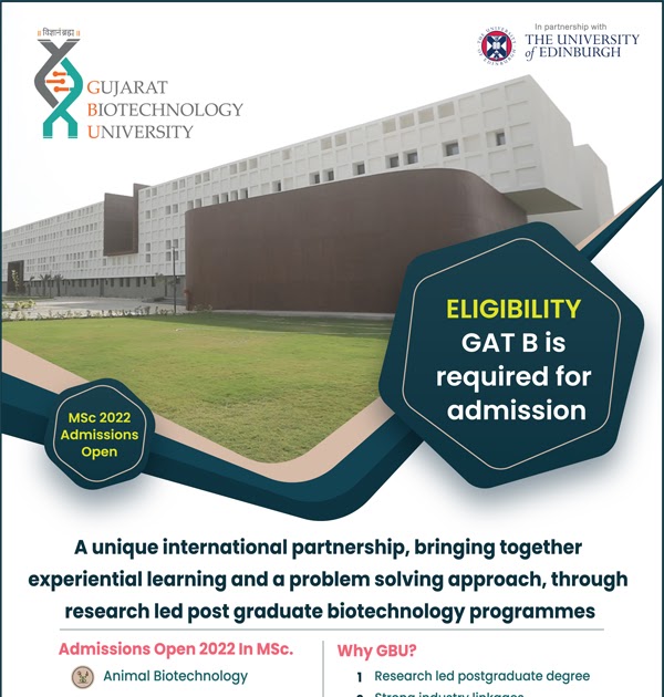 Gujarat Biotechnology University MSc Admissions 2022